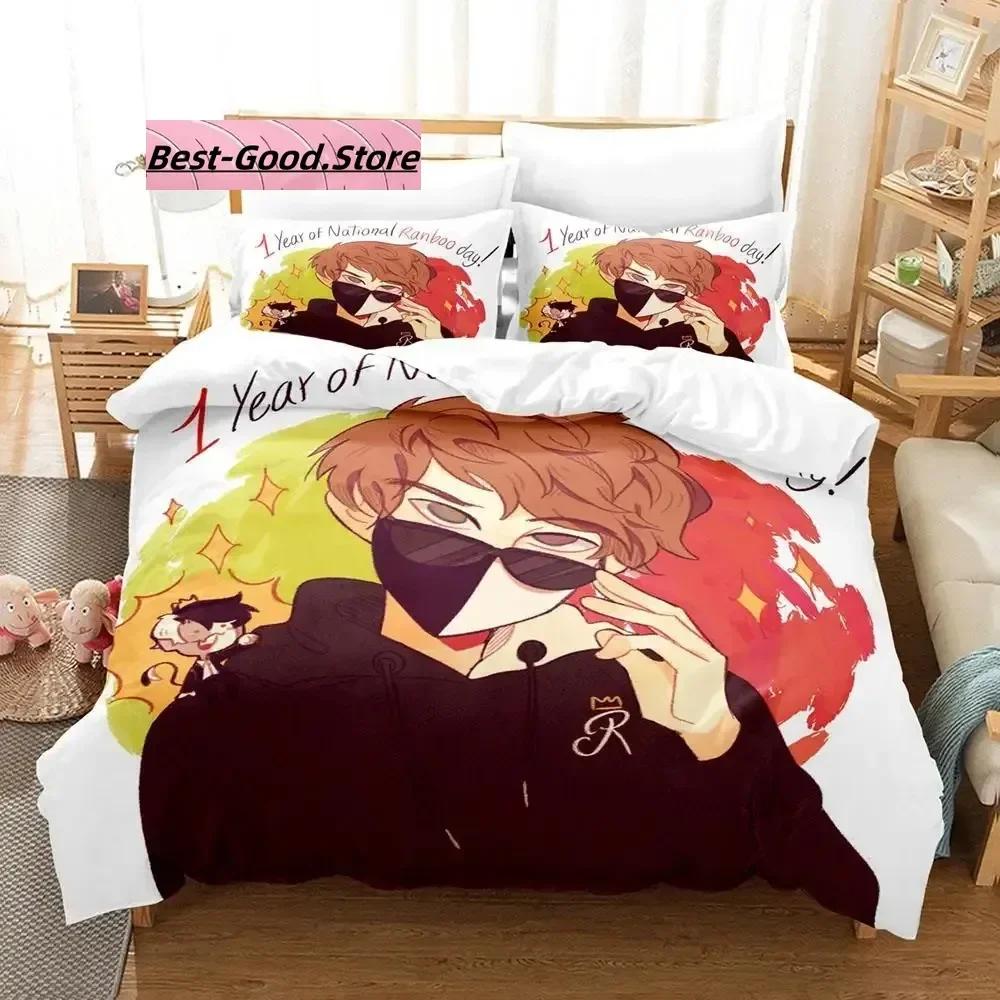 3D Print Cartoon Bed Sheet Set Ranboo Printed Bedding Duvet Cover Set Soft And Comfortable Perfect Children Room Decoration