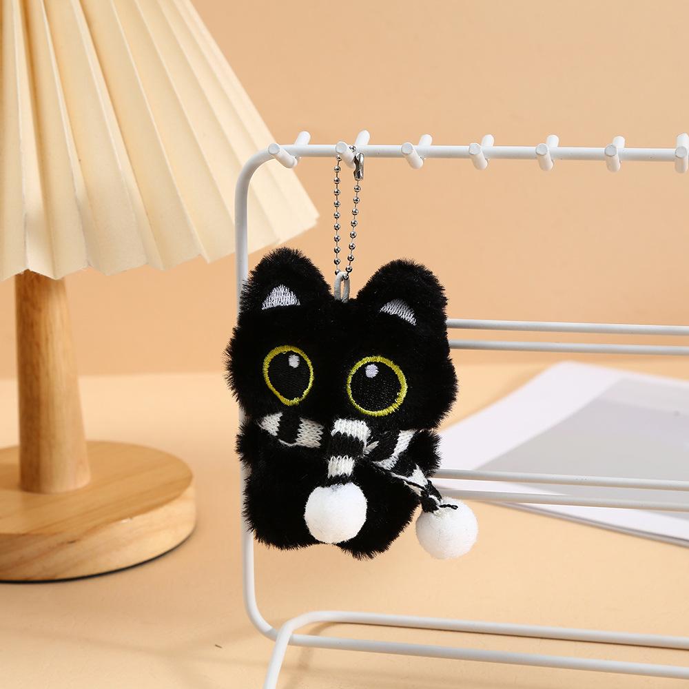 1Pcs Cute Plush Black Cat Doll Toy Keychain Bag Pendant Charms Car Keyring Accessories For Women Couples Kawaii Gift