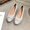 Women Sweet Bowknot Ballet Flats Shoes Lady Luxury Tweed Pumps Comfortable Round Toe Slip-on Scoop Shoes Soft Sole Casual Shoes