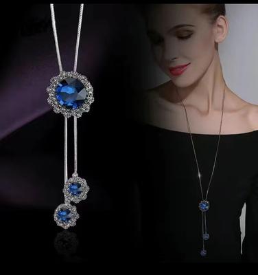 Fashion Crystal Studded Diamond Water Droplet Sweater Chain