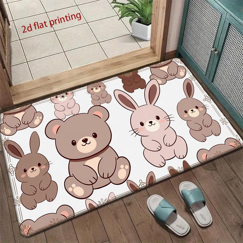 Cute Bear & Bunny Pattern Living Room Decoration Home Sofa Non-Slip Carpet Study Bedroom Tatami Children'S Soft Floor Mat