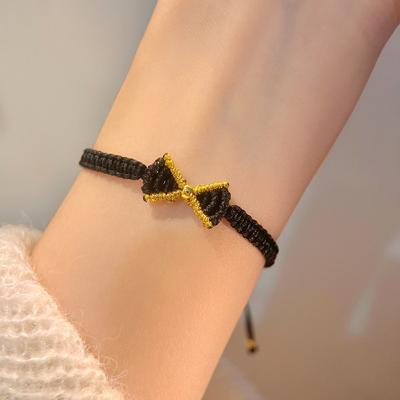 Bow Bracelet Feminine Minimalist Temperament Hand-woven DIY Black and Red Rope On The Run Princess Hand Rope