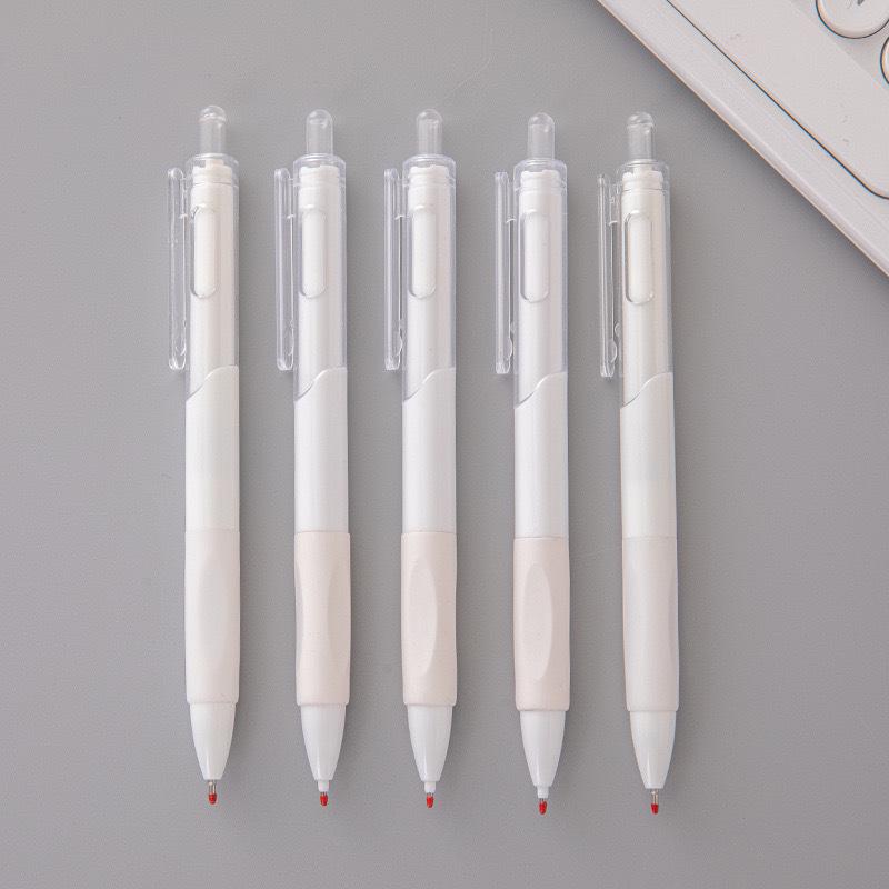 Morandi Color Quick-Dry Fine Tip Click Pen - Black and White for Exams and Office Use