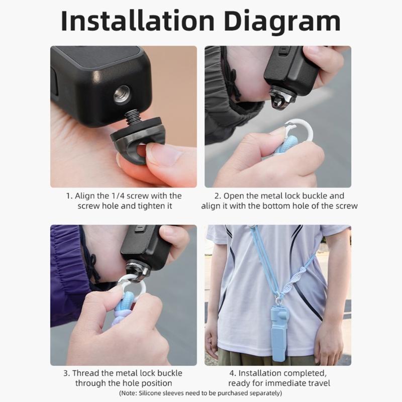 Durability Camera Lanyard Compatible for Pocket 3 Camera Lanyard Belt Featuring AntiSlip Design and Easy Installation