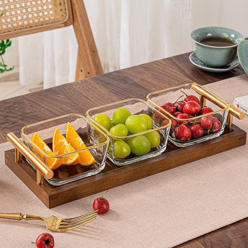 

Hanyou Divided Solid Wood Fruit Serving Tray Set