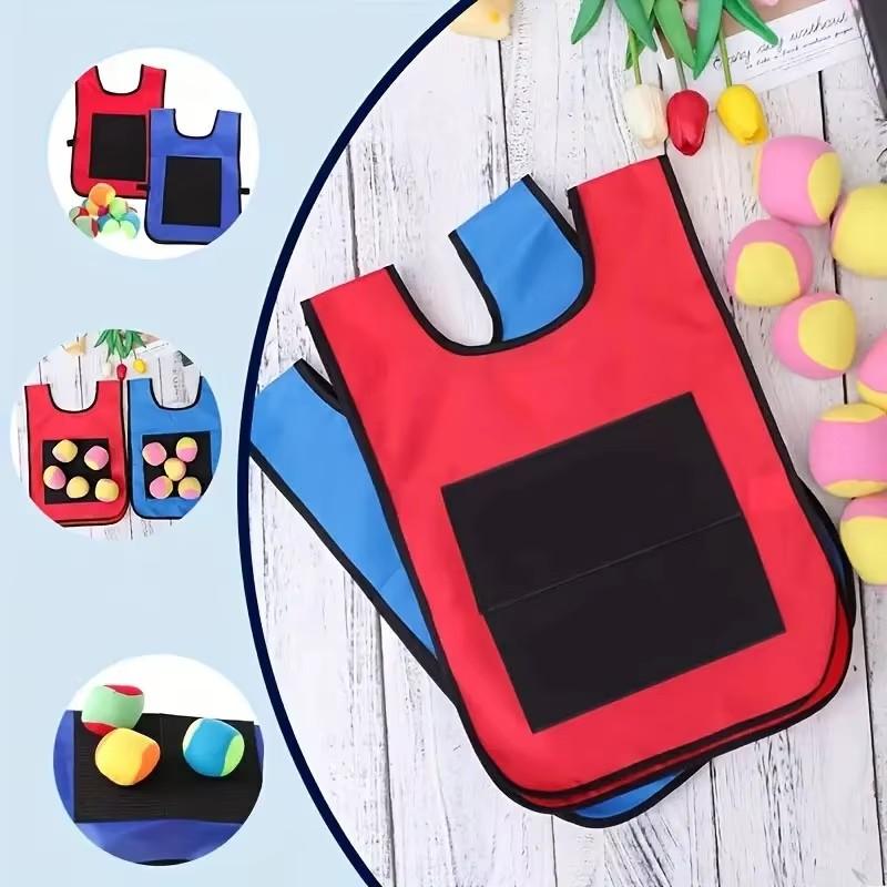 2pcs Games Vest with 10pcs Sticky Ball Outdoor Sports Props Party Favors Holiday Gifts Throw Catch Balls Funny Competition TMZ