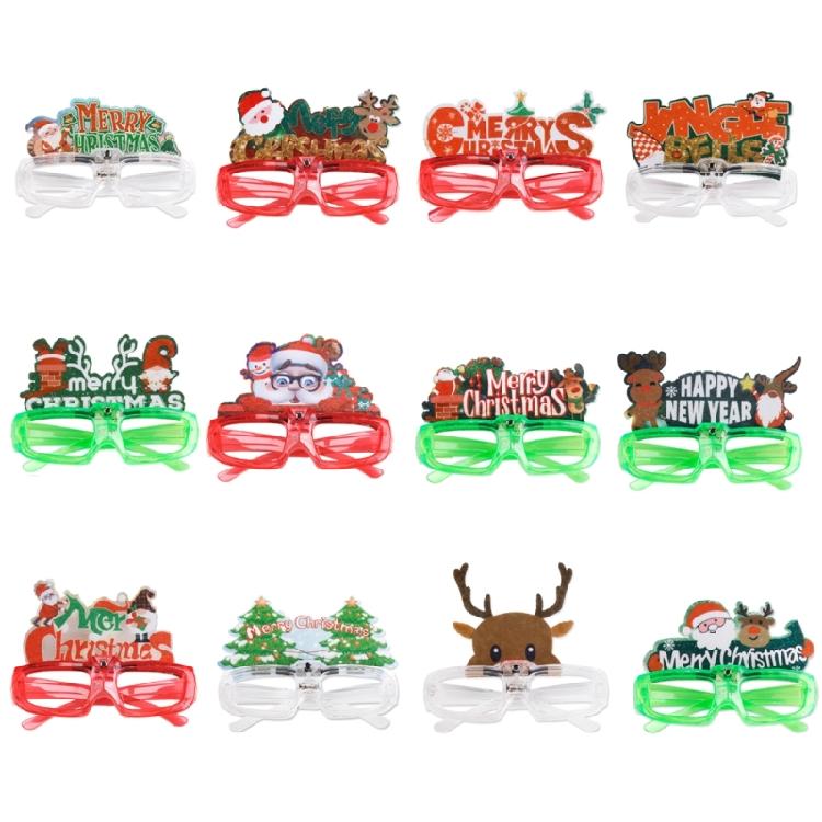 New Year Glasses Christmas Glowing Glasses Photo Props for Kids Teens Adult