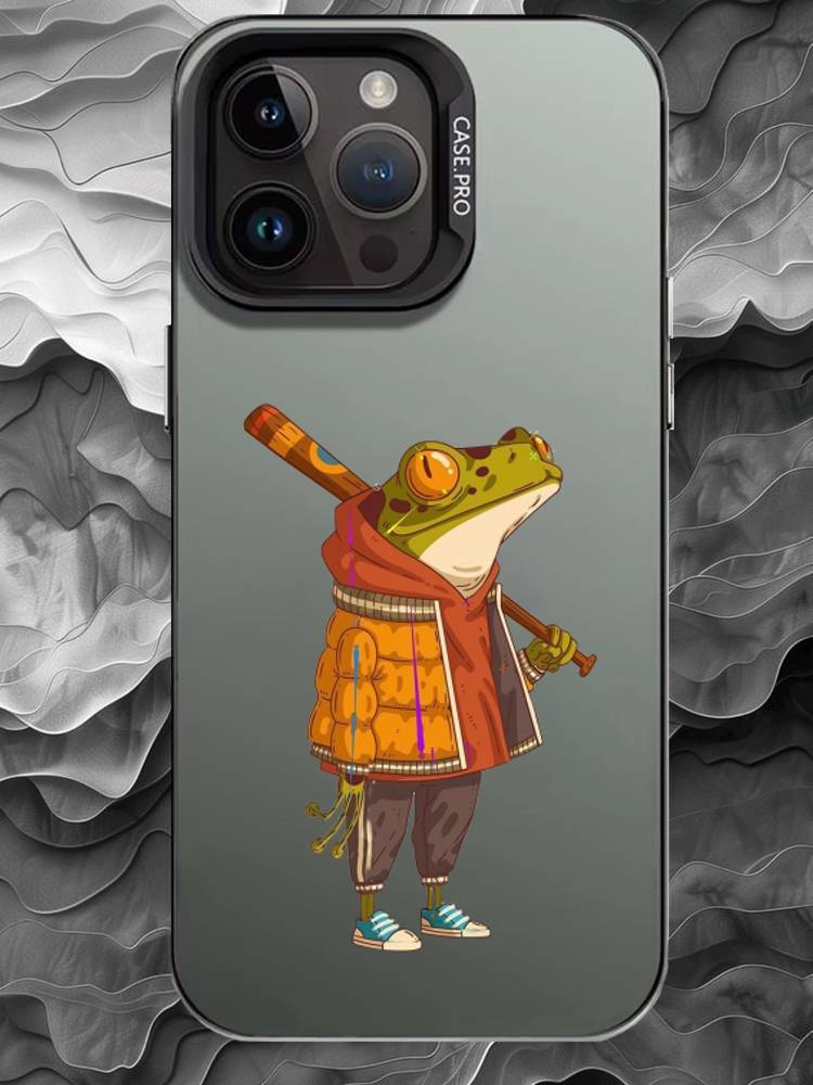 

A-Антропоморфная лягушка Чехол для телефона Для iPhone 17 16 15 14 13 12 11 Pro Max Plus Серебристый Матовый Черный Чехол iPhone15pro