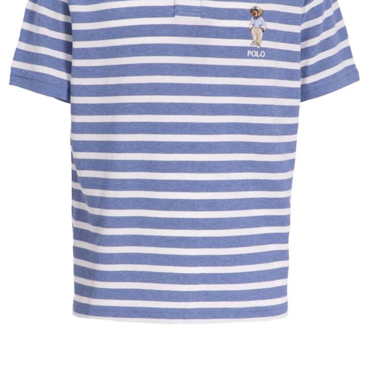 Polo Ralph Lauren Ss24 Logo Cartoon Pattern Striped Print Short Sleeve Polo Shirt Men Polo Shirts Blue 710941863-001