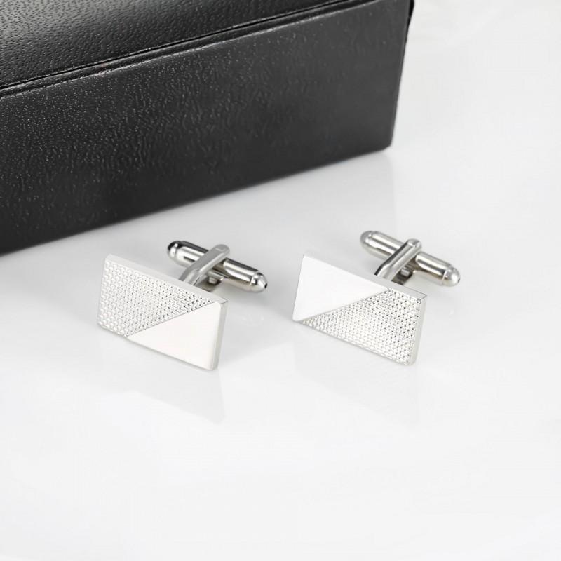 Rectangular Twill Smooth Metal Cufflinks Men's Business Shirts