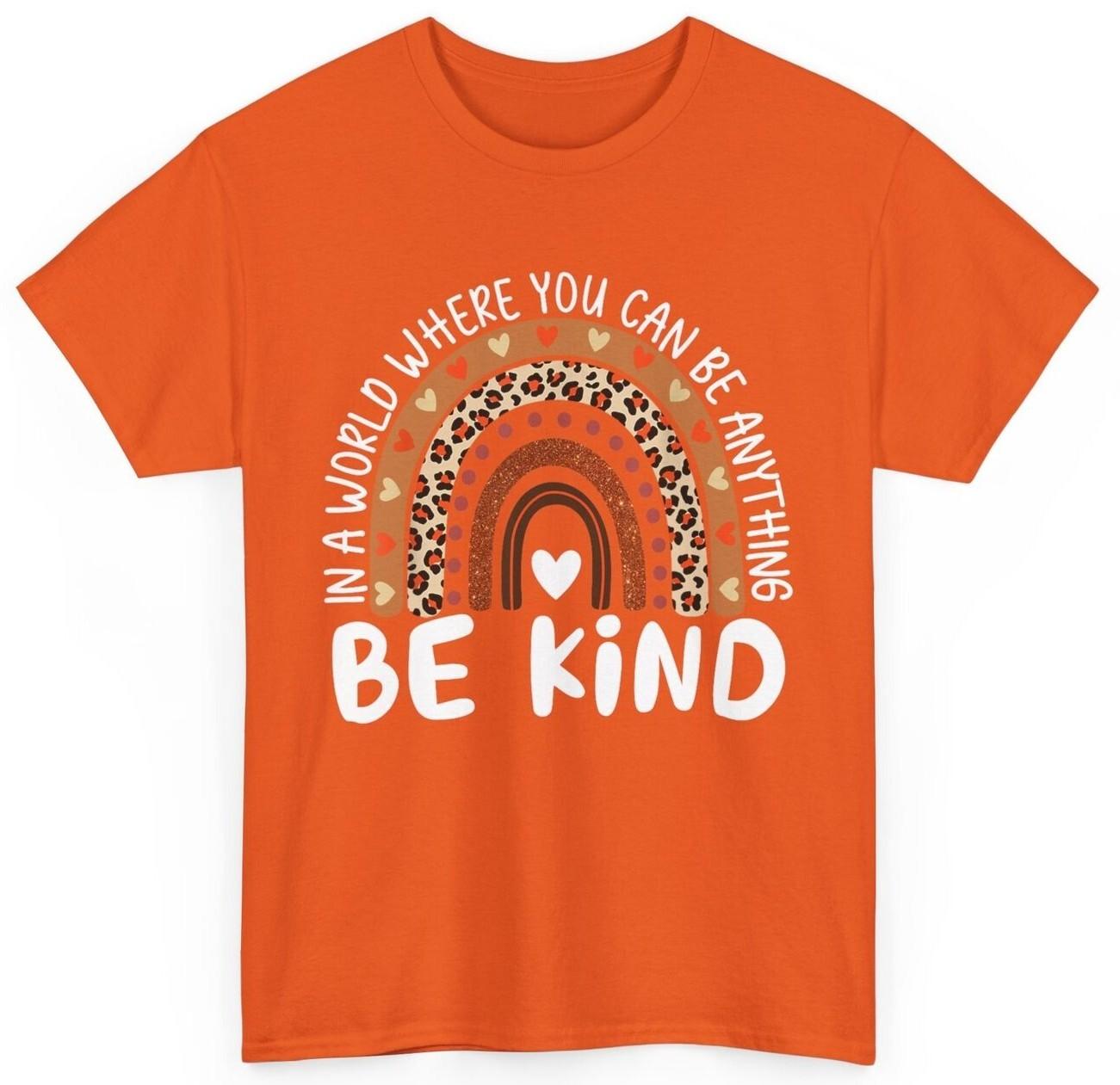 Unity Day Orange Anti Bullying Kids Girls Leopard Rainbow T-shirt M