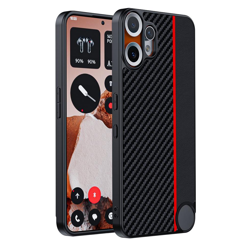 

For Nothing CMF Phone 2 Pro Case Carbon Fiber Texture Ultra Slim Hard PC Phone Cover Black/Red