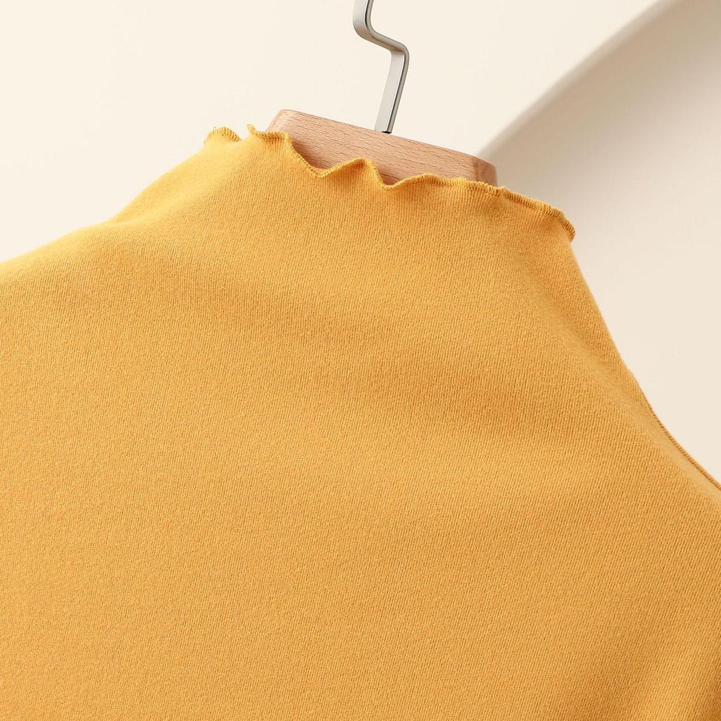 Women's Nano Fleece High Neck Ruffle Long Sleeve Warm T-shirt