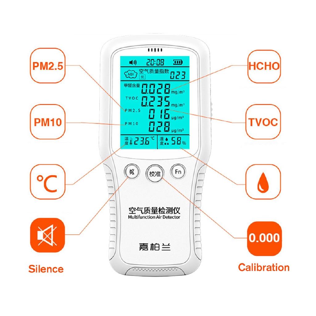 8 in1 Digital PM2.5 PM10 Air Quality Tester Gas Analyzer Formaldehyde Detector Air Quality Monitor