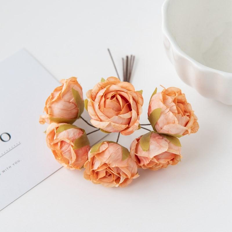 12Pcs Artificial Flowers Silk Tea Rose Wedding Bouquet Wreath Scrapbooking for Home Valentine Decoration Diy Holiday Accessories