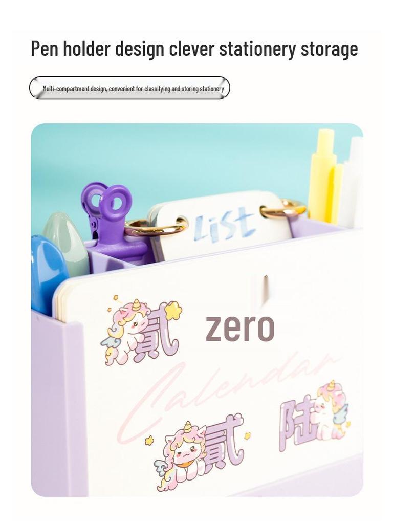 2026 Year of the Horse Desk Calendar with Custom Logo Pen Holder – Creative Two-in-One Office Ornament