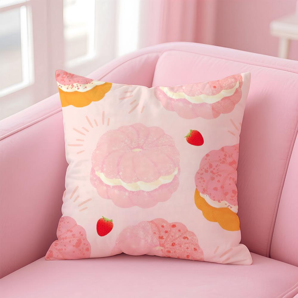 SÜße Donut Kissenbezug Hülle Weicher Hautfreundlicher Stoff Verdeckter Reißverschluss