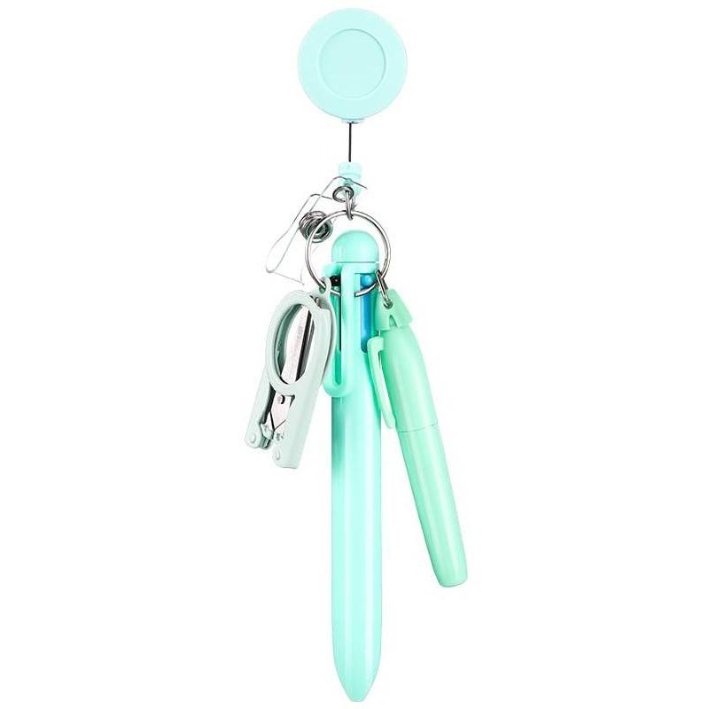 Macaron Nurse Pen Set Badge Mini Scalable Badge Accessories Ballpoint Pen Fluorescent Pen Folding Scissors Keychain