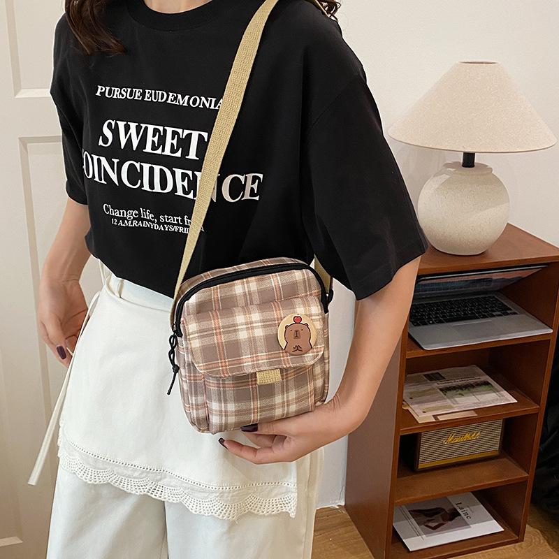 Woolen Plaid Retro Small Square Bag Niche Casual Shoulder Bag Messenger Bag Popular Bag