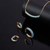 Light Luxury Geometric Design Turquoise Blue Earrings Necklace Ring Jewelry Set Niche Premium Retro Personality Earrings 2026