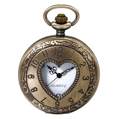 JewelryWe Pocket Watch Skeleton Heart Pendant Antique Style Retro Pocket Watch Pendant Necklace Clock Suitable for Men and Women Gentlemen Cosplay