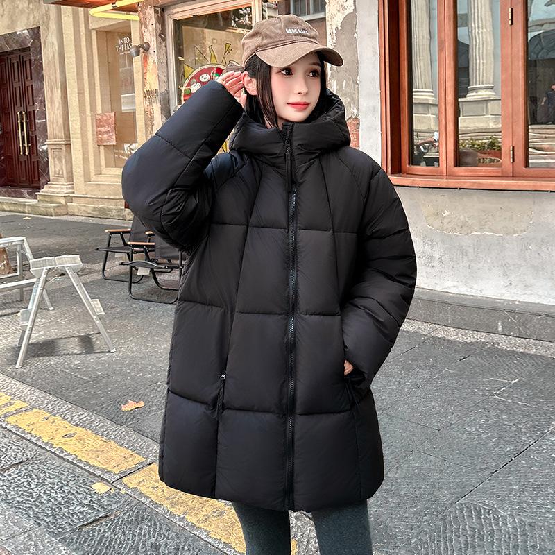 Cotton-padded Women Puffs Soft Bread Clothing Autumn and Winter New Hooded Padded Student Cotton-padded Jacket Long Cotton-padded Jacket.