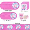 57PCS Peppa Pig Party Supplies Include Plates, Cups, Napkins, TableCover Pink