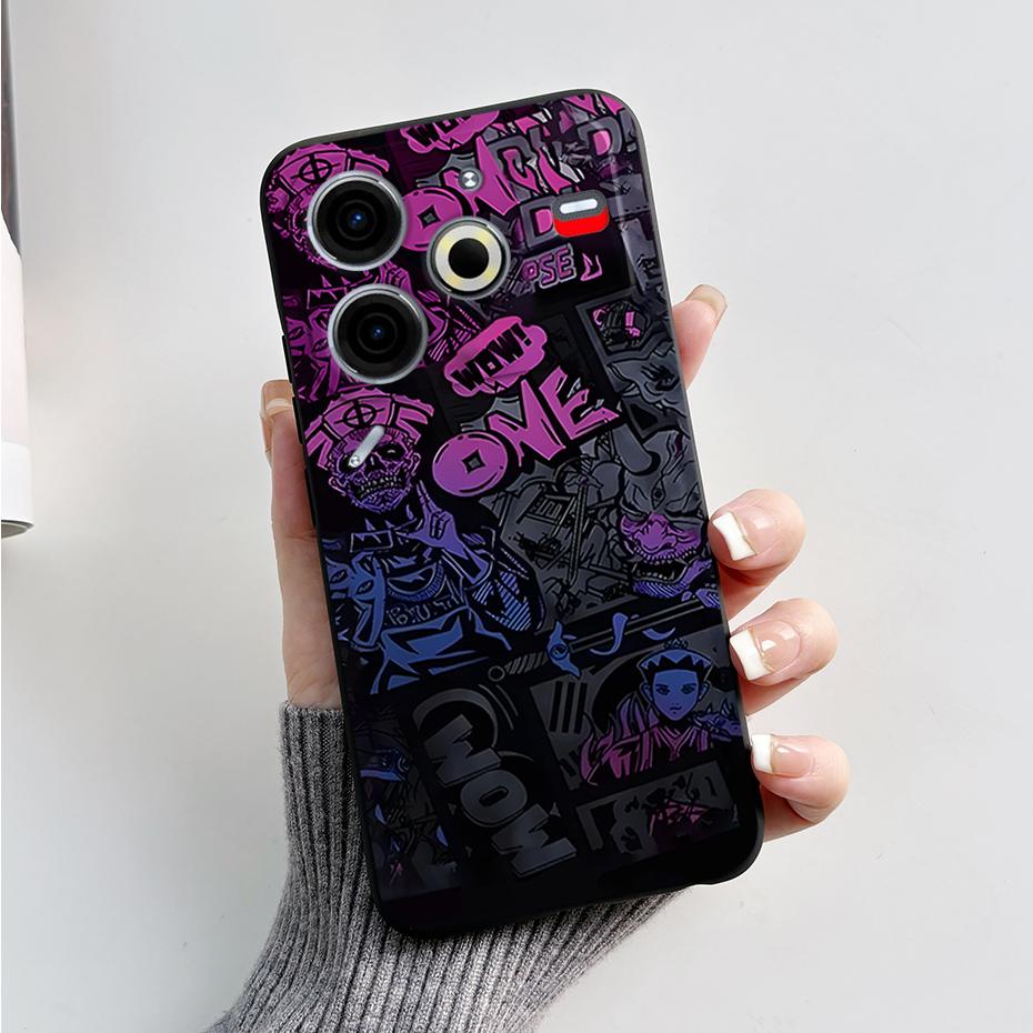 6.78" For Tecno Pova 6 Neo Case Pova6 Neo Back Cover Stylish Pattern Black Silicone Soft Phone Cases For Tecno Pova 6 Neo Fundas