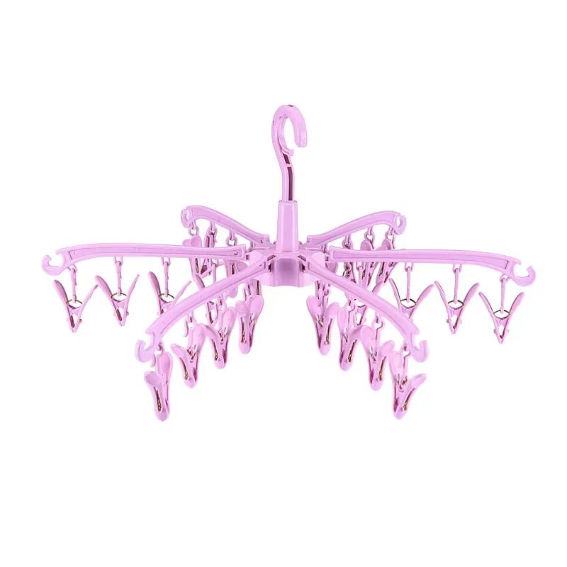 Sušák na ponožky 24 klipů Plastový ramínko na prádlo Otočný ramínko Sušák na ponožky Skládací přenosný sušák na prádlo