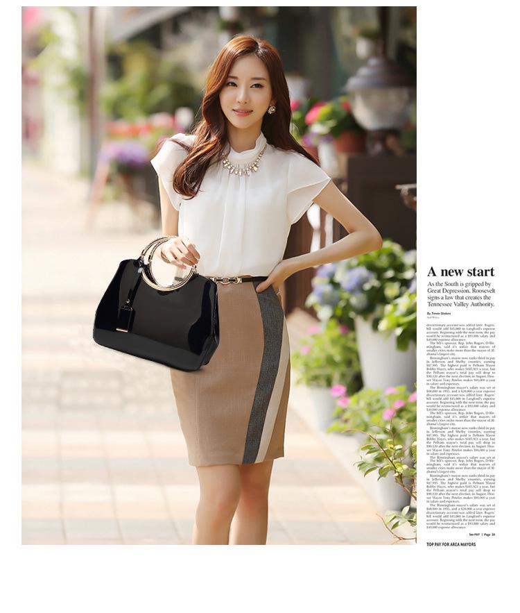 2025 Κόκκινη Λουστρέ Δερμάτινη Νυφική Τσάντα Ώμου & Χιαστί