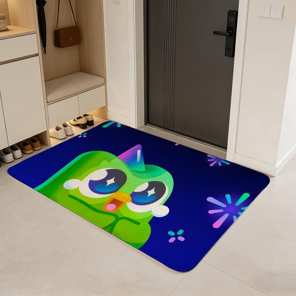 app D-Duolingo Floor Mat Flannel Door Mat Non-Slip Absorbent Washable Indoor Home Rug