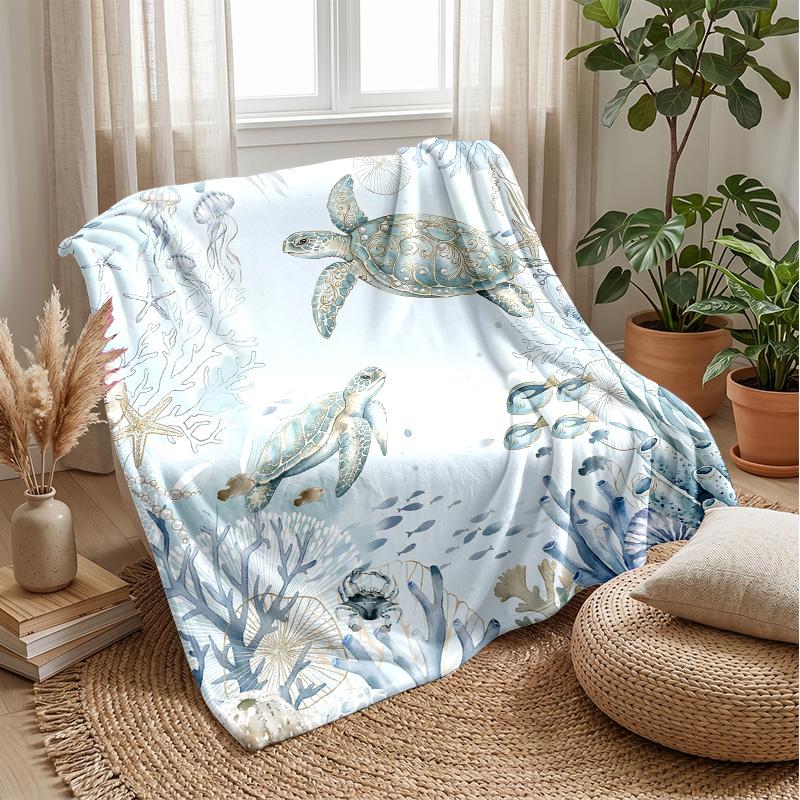 Oceanic Mandala Theme blanket Lightweight Warm Flannel Blanket Decorative Throw Blanket for Home Decoration