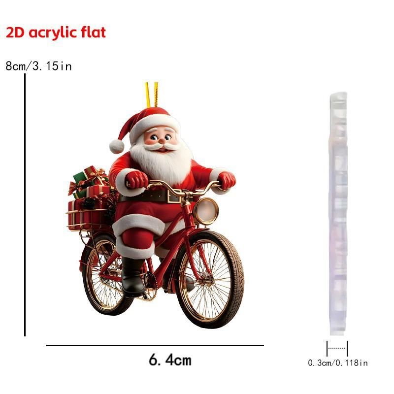 Christmas Tree Pendant Acrylic 2D Cartoon Santa Claus Snowman Festive Hanging Ornaments For Christmas Tree Decor Cute Cartoon