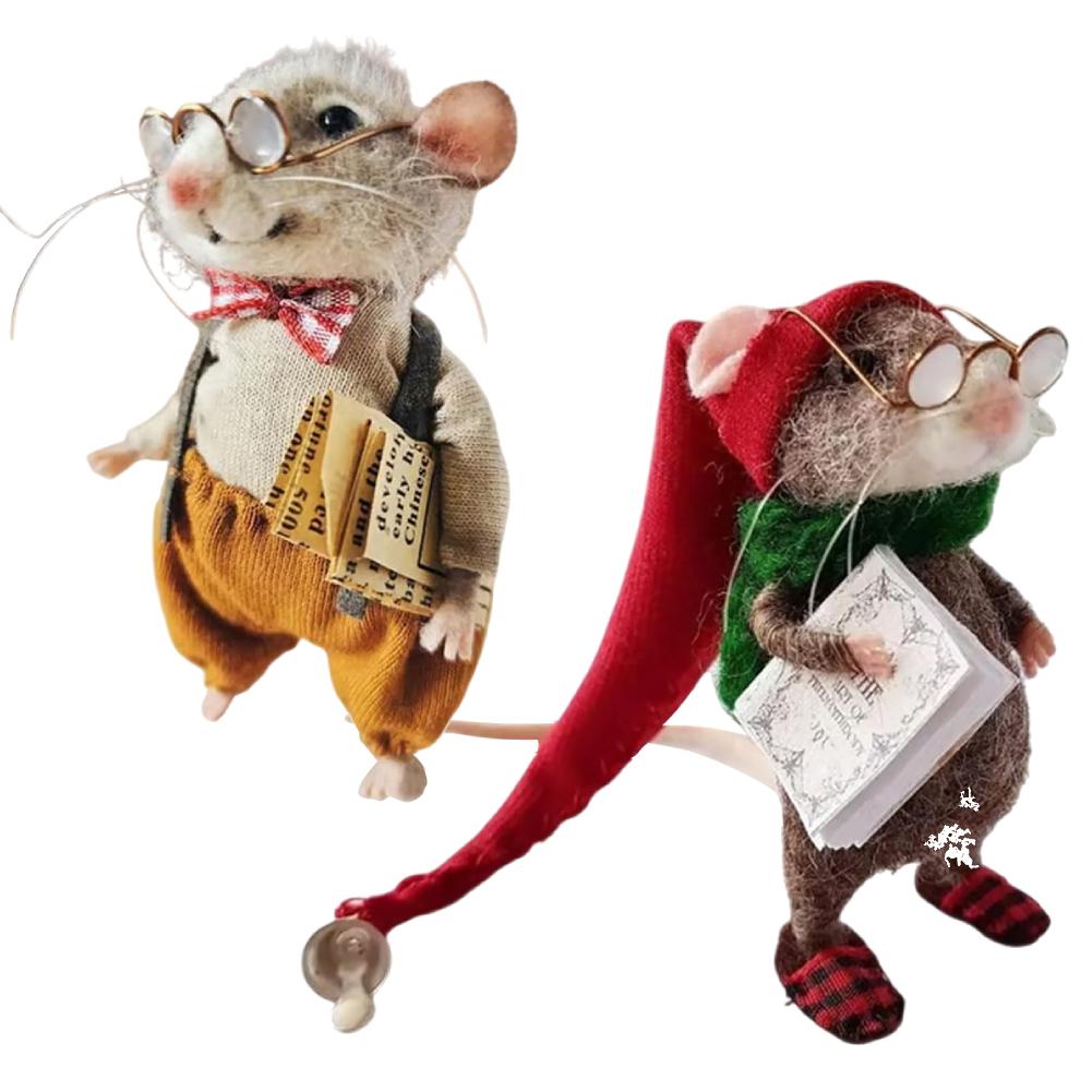 Mouse Doll Christmas Needle Felted Mouse Needle Felted Craft Decorations Mouse Handmade Wool Felted Only Material Package.