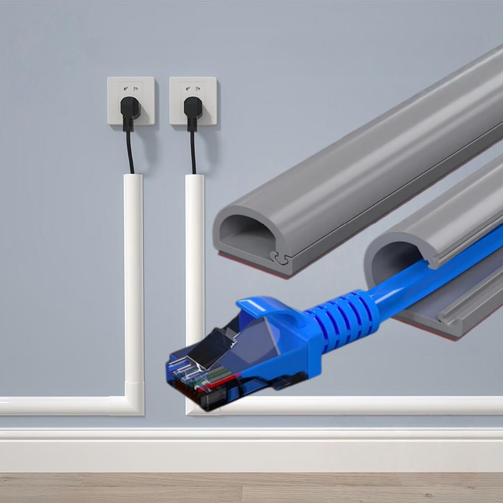 1 ud. Canaleta Adhesiva Invisible para Cables - Protector de Cables Antipasos Cubierta Suave para Cables con Tapa para Uso en Paredes Hogar Oficina