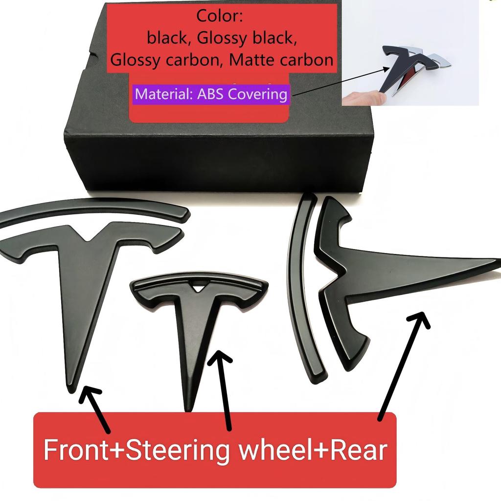 ABS 1PCS 2PCS 3PCS Car Front For Tesla ModeY Model3 Hood Cover Emblem h Sticker Styling Body Rear Trunk Badge Decal Accessories
