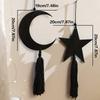 2pcs/set Black Moon Star Tassel Wooden Craft Pendant Minimalist Home Bedroom Wall Suspension Decoration