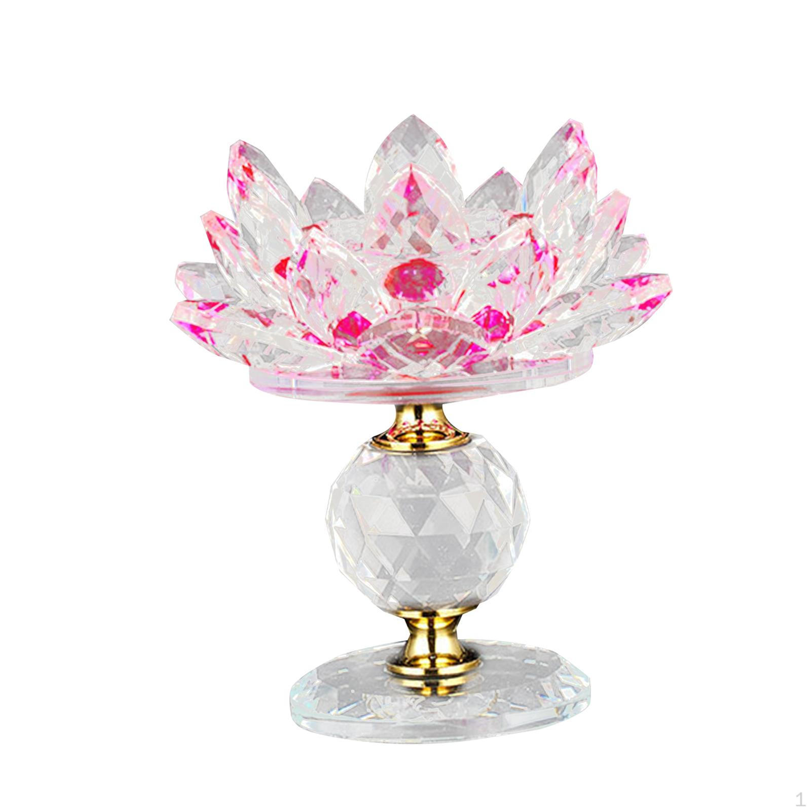 

Clear Glass Lotus Tealight Candle Holder Stand Votive Holders Candlestick for Pink