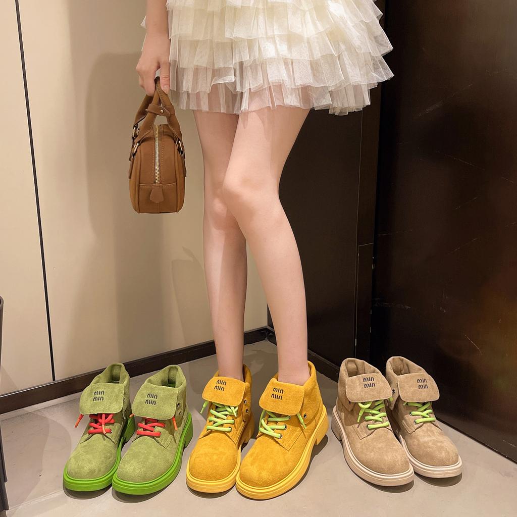 Martin Boots Damen Herbst und Winter neu süßer und cooler Wind dicksohlig erhöht dicker Absatz lässige Einzelstiefel Stiefeletten