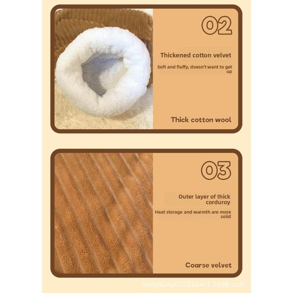 INS Comfortable Winter Warm Dog and Cat Beds - Thick Tunnel-like Pet House with Soft Beige Lining for Semi-Enclosed Hiding for Puppies and Cats
