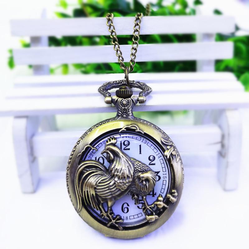 Retro Hollow Zodiac Wall Watch Watch Male Digital Elderly Quartz Watch Zodiac Bronze Pocket Watch