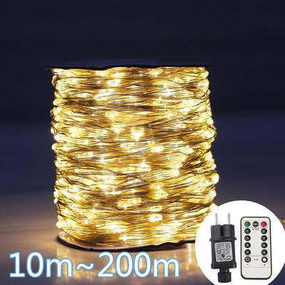 30/100/200m LED filo di rame luci della stringa lucine stradali ghirlanda led remoto esterno albero di Natale giardino festa di nozze Patio Decor luce