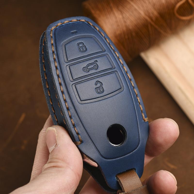 Kožený kryt pouzdra na klíče od auta pro Volkswagen VW Touareg 2021 3 tlačítka Smart New Key Protect Příslušenství Shell