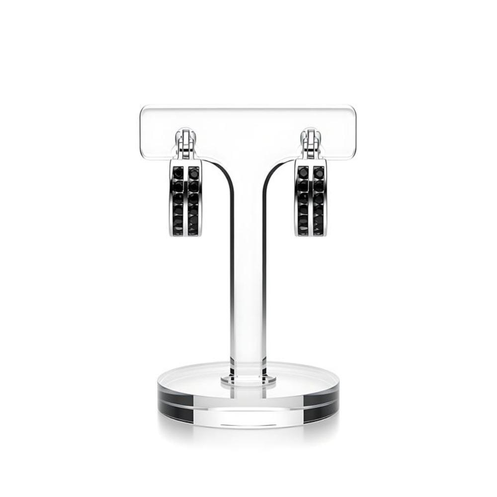 Para miedzianych kolczyków | Kolczyki koła Shadow Square z podwójnym rzędem czarnych kamieni, Eleganckie i luksusowe na co dzień i na specjalne okazje