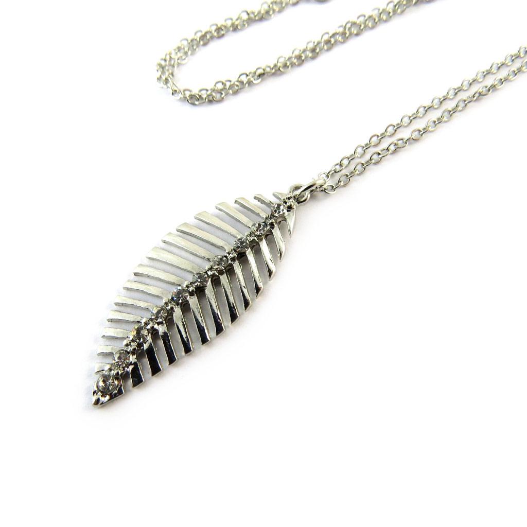 Les Trésors De Lily [N8164] - Silver 'Gold Leaf' Designer Necklace