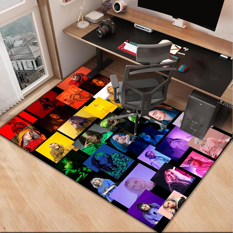 Bi-llie green Artwork Office Rug Chair Mat, Game Carpet, Suitable for Front Door, Bedroom, Living Room, Desk, Holiday Gift