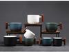 1PC Italian Espresso Coffee Cup Wooden Handle Latte Cup Vintage Coarse Pottery Mug Ceramic Afternoon Tea Cup