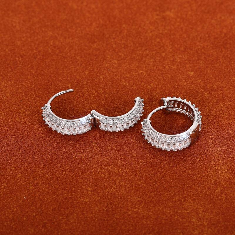Classics Hoop Earrings for Engagement Party Versatile Silver Color Accessories Daily Wear Cubic Zirconia Female Jewelry