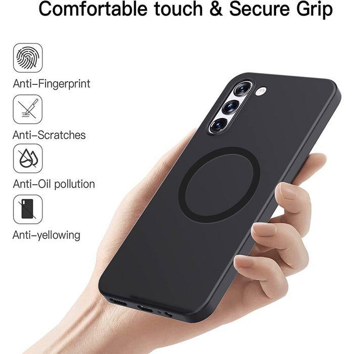 Coque pour Samsung Galaxy A37 5G, Silicone Liquide Anti-Rayures avec Cercle Magnétique - Noir