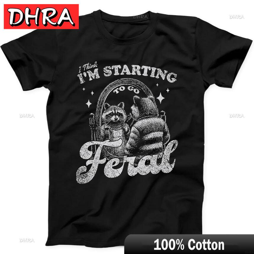 Feral Raccoon in Mirror Best Seller Funny Gift Black Tee T Shirt Shirts Chic Classic Creative Tops TShirts New Zealand Adult 4XL